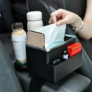 Car armrest Storage Box with 2 Foldable Cup Holder Multifunctional Universal car Console Box