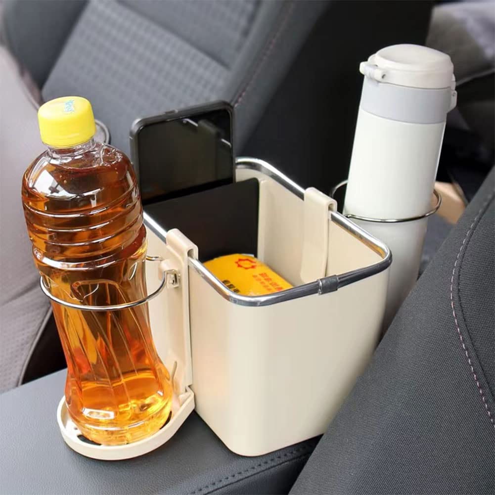 Car armrest Storage Box with 2 Foldable Cup Holder Multifunctional Universal car Console Box