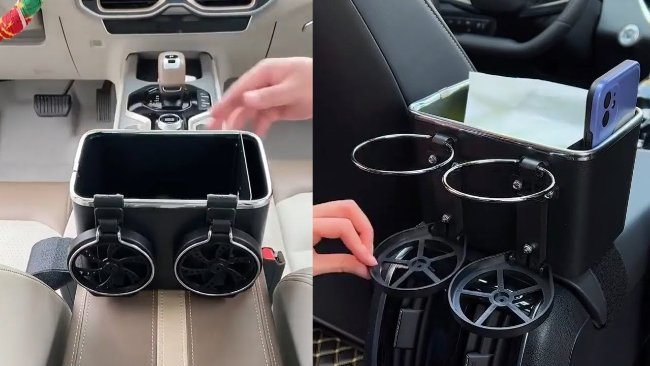 Car armrest Storage Box with 2 Foldable Cup Holder Multifunctional Universal car Console Box